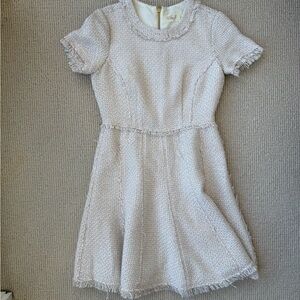 Nordstrom Eliza J Blush Tweed Fringe Hem Dress Petite 4 Pink